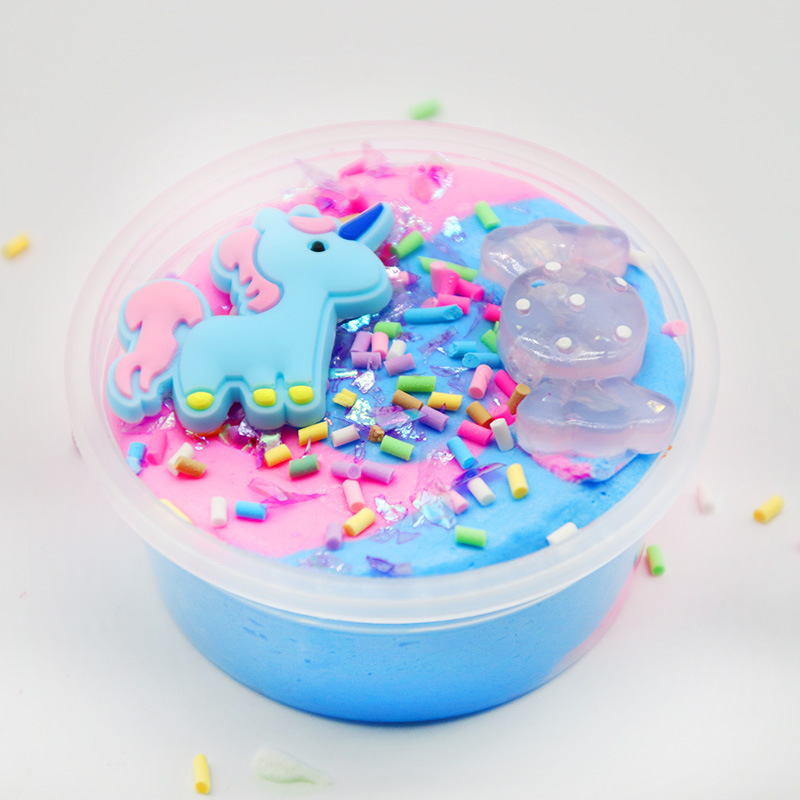 60Ml Eenhoorn Bladerdeeg Slime Plastic Klei Lichte Klei Kleurrijke Modellering Polymeer Klei Zand Pluizige Licht Plasticine Gum Voor Handgemaakte speelgoed: blue pink