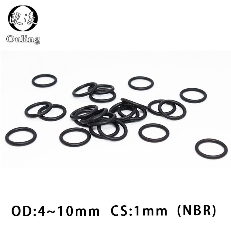 50 Stk/partij Rubber Ring Zwart Nbr Afdichting O-Ring 1Mm OD4/4.5/5/5.5/6/6.5/7/7.5/8/8.5/9/9.5/10Mm O Ring Seal Nitril Pakking Washer