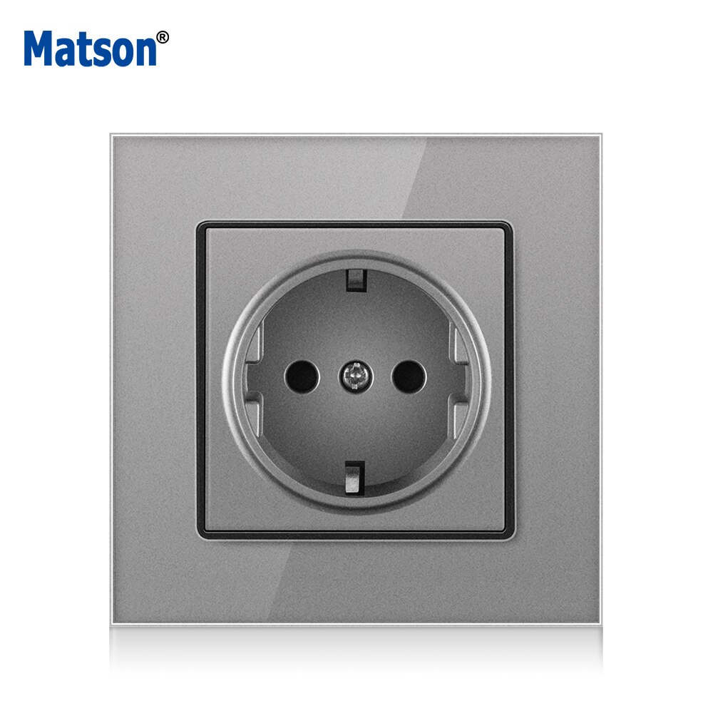 Matson Wall USB Power Socket, Many style Panel, Bedroom socket,AC 110V-250V 16A Wall Embedded, Double usb EU Standard Outlet: German gray
