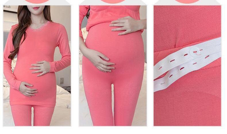 Modelos de otoño e invierno Qiu Yi Qiu traje de pijama más ropa interior térmica gruesa de terciopelo ropa de parto ropa de maternidad
