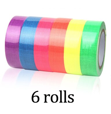 6 ruller/sett fluorescerende uv-bomullstape matt høyglans lysende lilla lys neon klut selvklebende tape film scene magiske rekvisitter: Default Title
