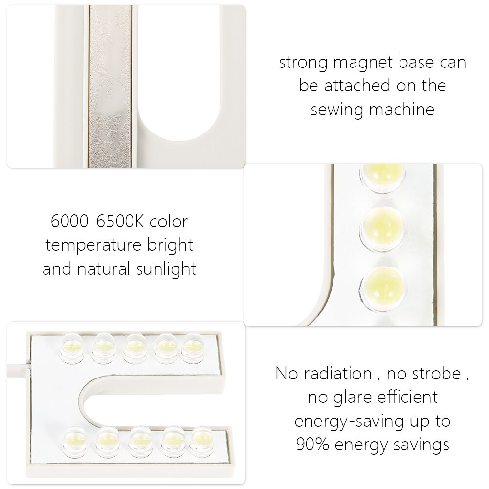 Working Gooseneck LED Light Flexible Gooseneck with Magnetic Base for Sewing Machine 220V EU Plug