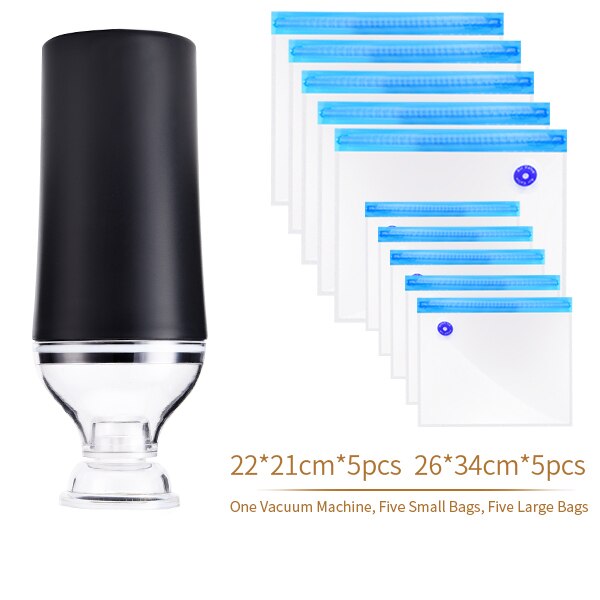 USB Vacuum Packing Machine Sous Vide Vacuum Sealer For Food Storage Food Packer Vacuum Bags for Vacuum Packaging: black-10pcs