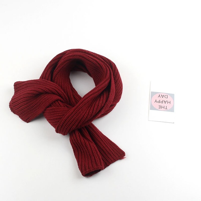 Autumn Winter Boys Girls Baby Kids Children Solid Scarf Warm Knitting Knitted Knitwear Collar Scarves Neckerchief S9773: Wine Red