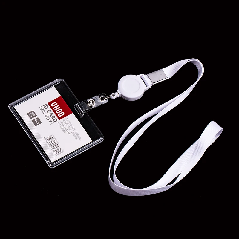 Etiqueta de identificación Horizontal Vertical de plástico duro transparente, acceso a tarjeta de trabajo de empleado, funda, funda, soporte para insignia: Azul marino