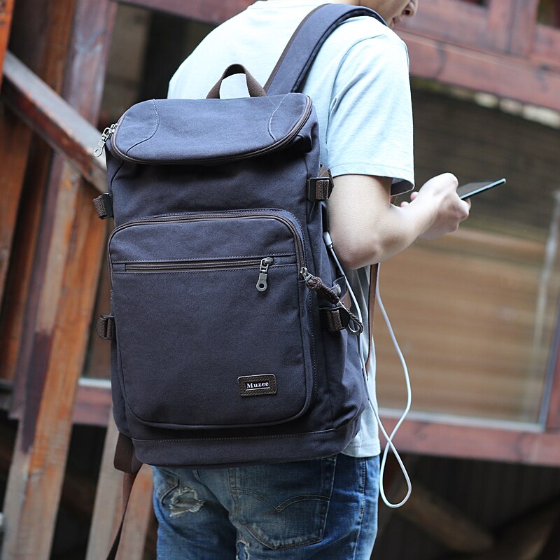 Mannen Usb Rugzak Canvas Rugzak Mode Grote Capaciteit Tas Voor Mannen Causale Rugzak Voor 15.6 ''Laptop