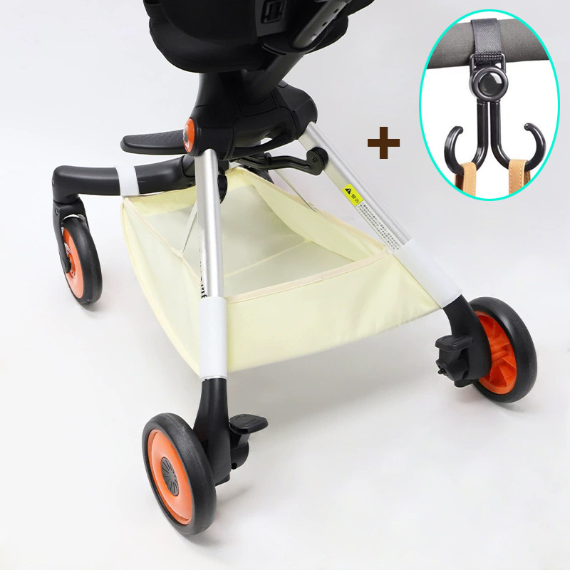 Grote opbergmand voor onderin de kinderwagen, universele opbergtas van oxford-stof, ophangbare opbergmand voor luiers.: Wit