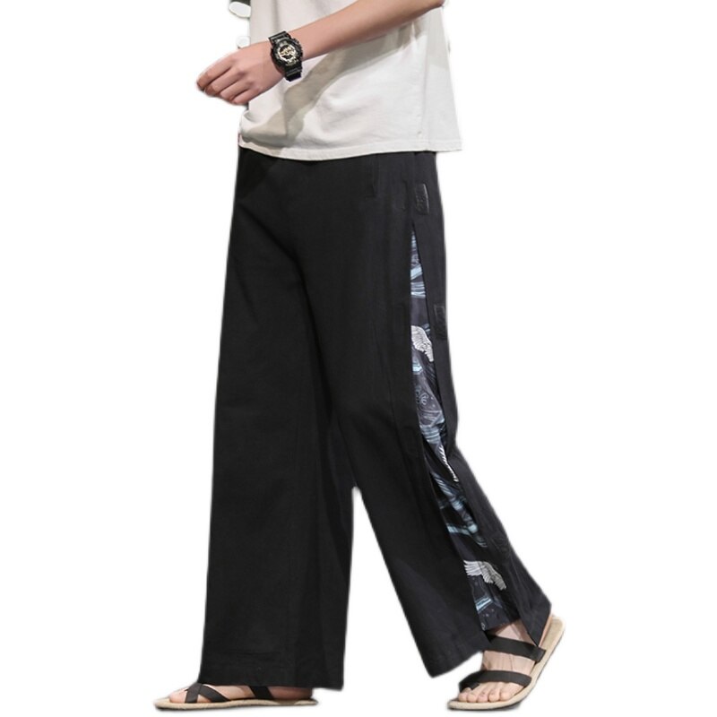 Pantalones holgados de lino y algodón para hombre, pantalón holgado de estilo chino, de camal ancho, 5XL talla grande, verano