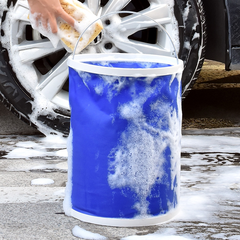 Outdoor Tourism Car Wash Bucket Folding Portable Fishing Water Household Camping Kitchen Collapsible Cleaning Handle Basin Tools