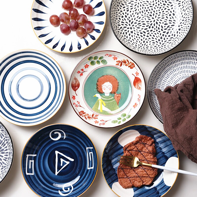 Dinner Plates Full Set Ceramic Dinnerware Nordic Art Dinner Plates Christmas Conjunto De Pratos Tableware AB50PZ