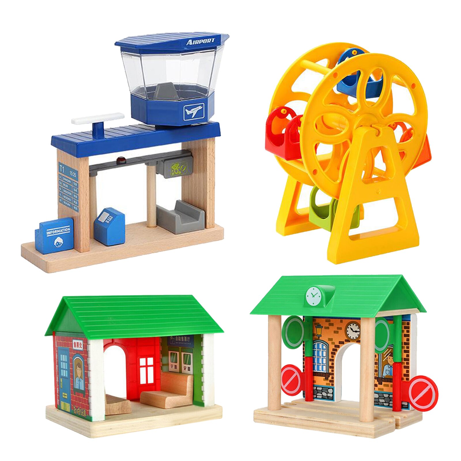 Wooden Train Railway DIY Accessories Educational Toys Fit Most Wood Tracks