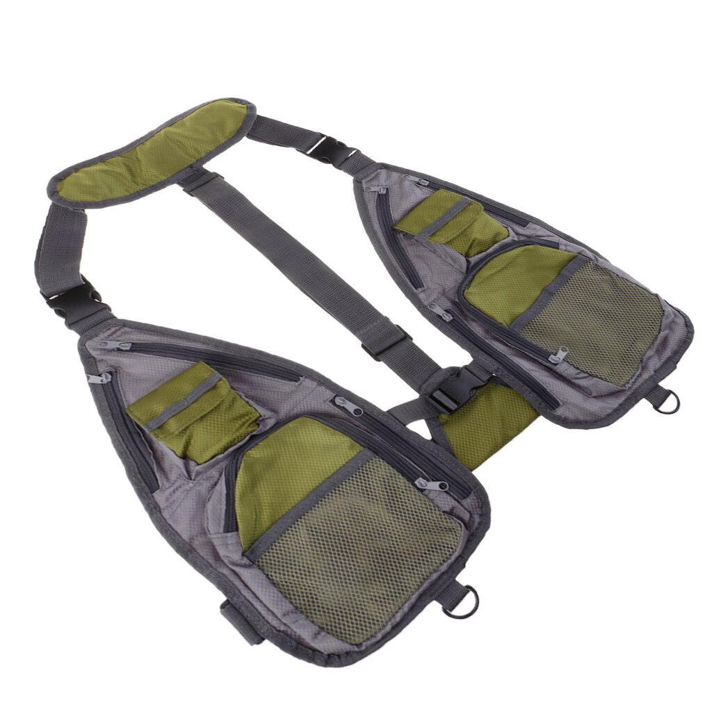 Multifunktionel fluefiskervest brysttaske mesh-vest opbevaring til grej
