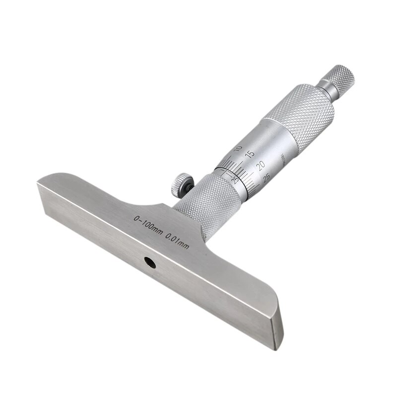 0-100mm Depth Micrometer 100mm 0.01mm Depth Micrometer Gauge With 4 Rods Measurement Caliper Tool