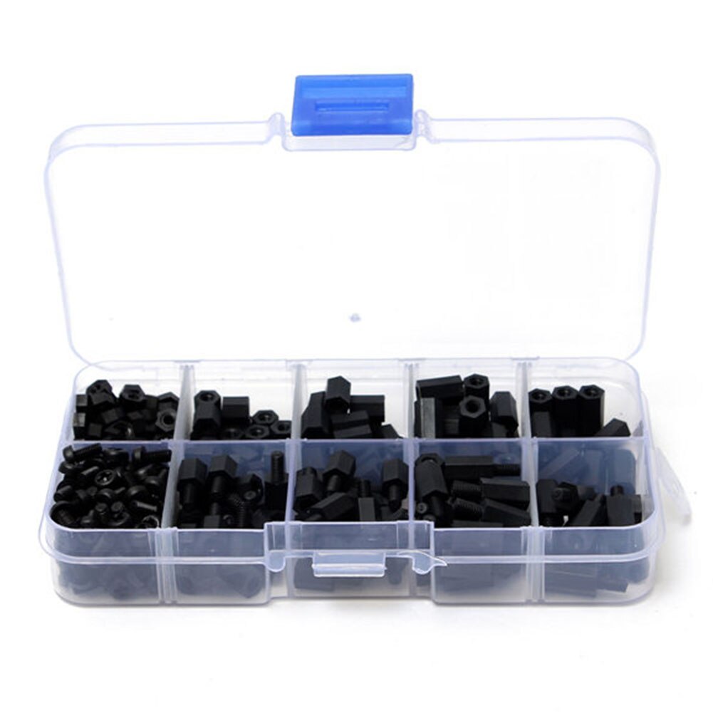 Hex Screw Durable Nylon Black Screw Nut Sets Insulativity Never Rust Electronics Components for Communication Lab Office