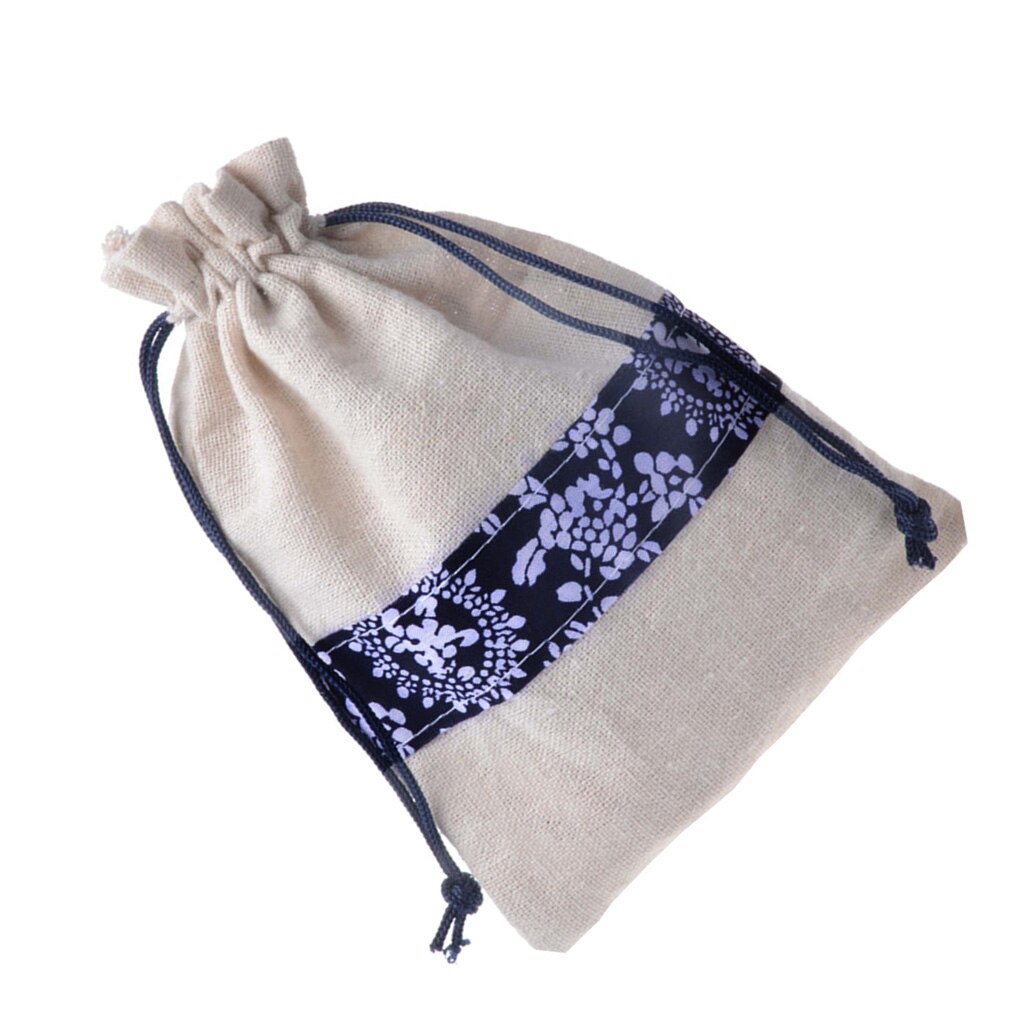 Feiqiong blå og hvide tørre blomsterposer linned løbebånd arrangør orientalske åndbare små diverse opbevaringsposer