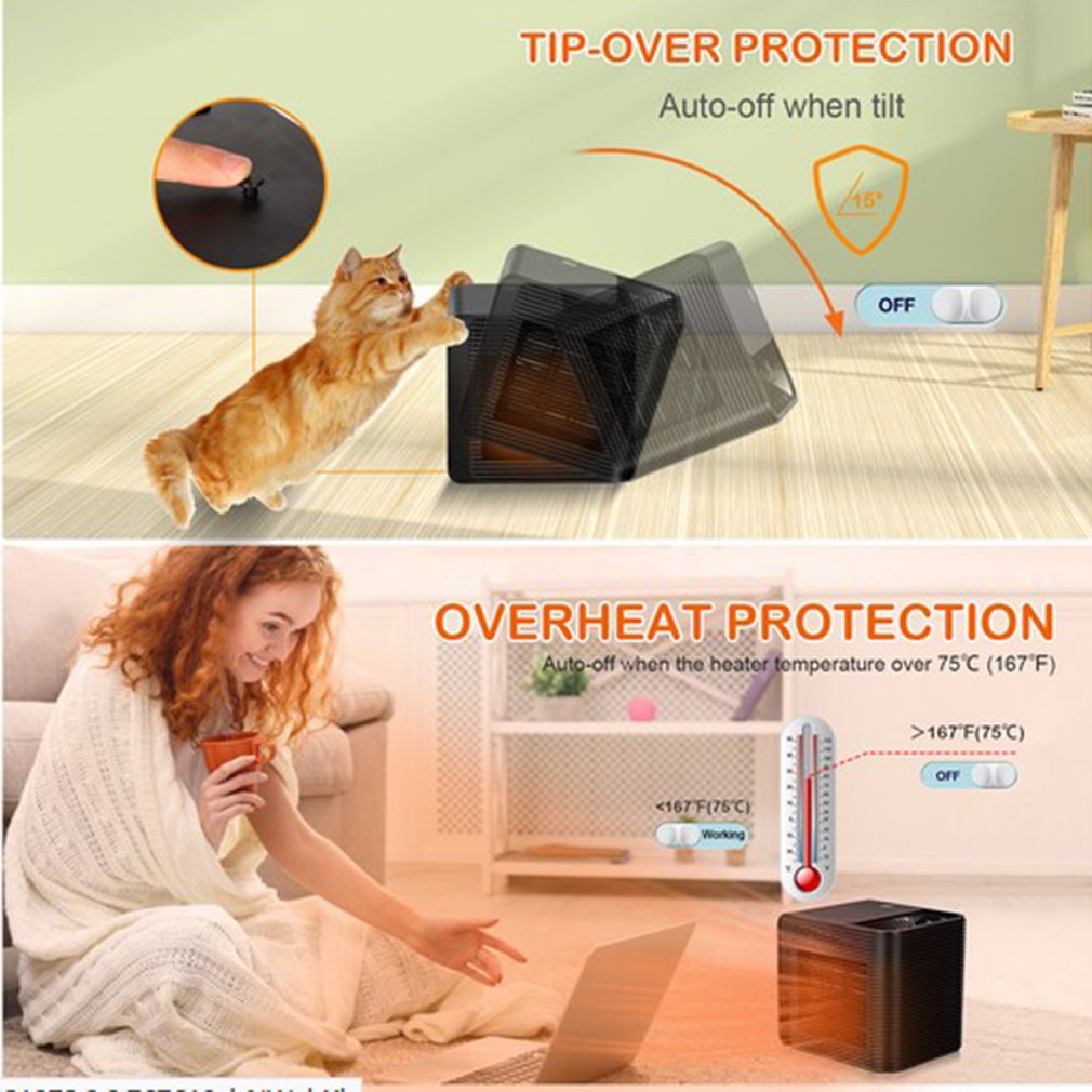 2000W Mini Electric Air Heater Powerful Warm Blower Fast Heater Fan Stove Radiator Office Desktop Powerful Warm Blower EU Plug