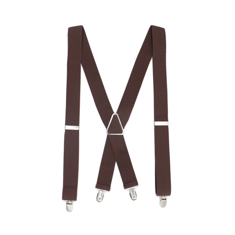 3.5 bredde menn bukseseler solid svart dobbel elastikk 4 klips justerbar toveis metall kryss x rygg dame bukser seler: Kaffe