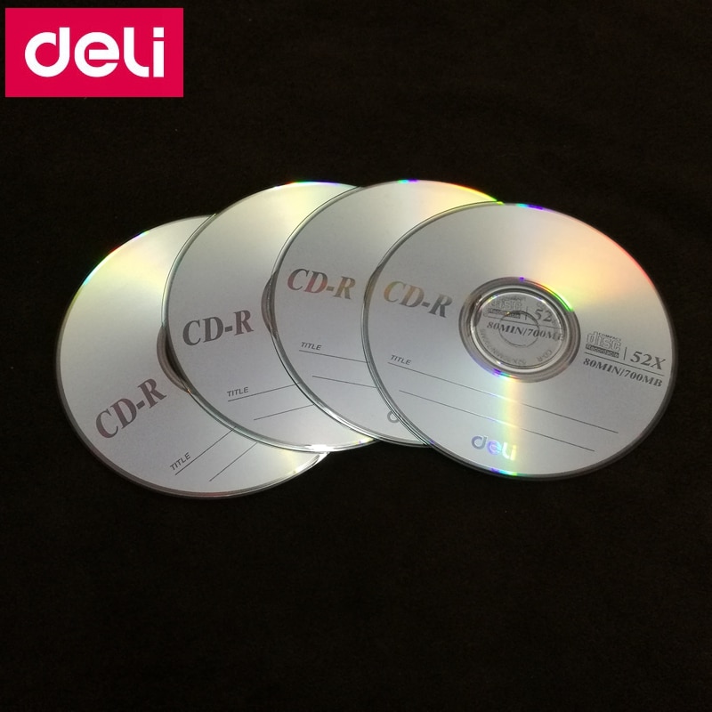 4 pièces/lot Deli 3725 CD-R disques vierges disque compact enregistrable 700MB/80min/52x CD-R disques vierges monobloc