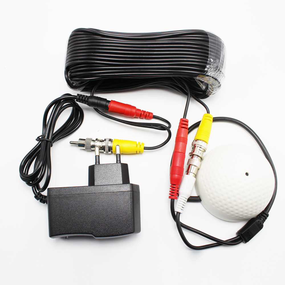 Mini MIC CCTV Microfoon Audio Pickup Apparaat voor Camera Adapter hoge Gevoeligheid DC 12 V 2in1 Power Video Kabel Voor CCTV systeem