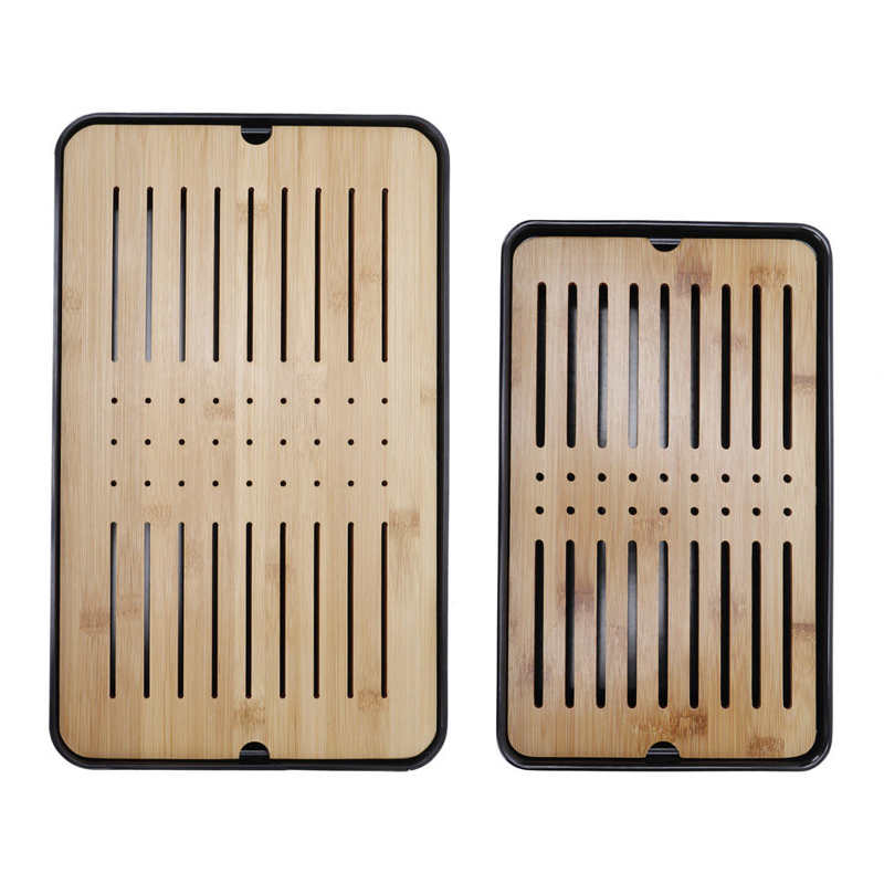 Rectangle Bamboo Tea Tray Teapot Mat Serving Tray Draining Board Tea Set Home Kitchen Use