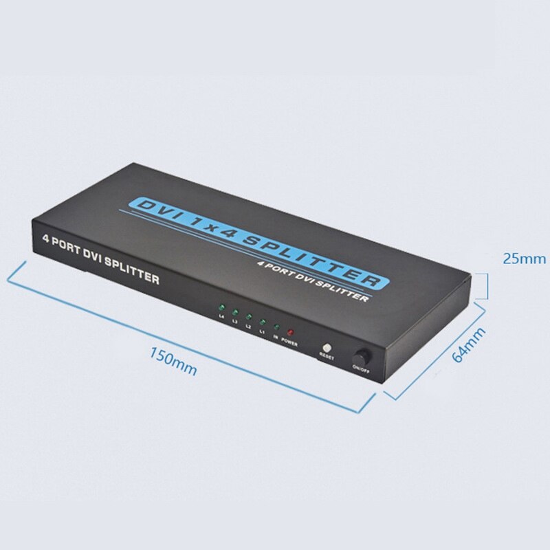 DVI Splitter 1 in 4 Out DVI 1X4 Splitter 4 Ports DVI-D Dual Channel Supports 3D 4K Resolution EU Plug