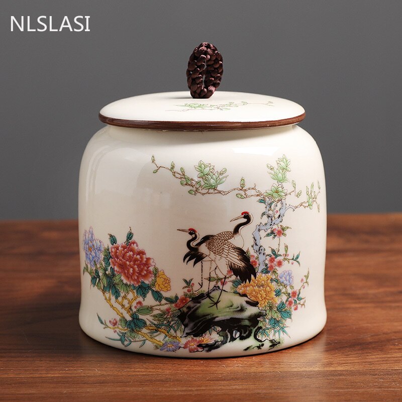 Jingdezhen-tarro hermético de cerámica para el hogar, latas de té, café, a prueba de humedad, contenedor de especias de grano de cocina