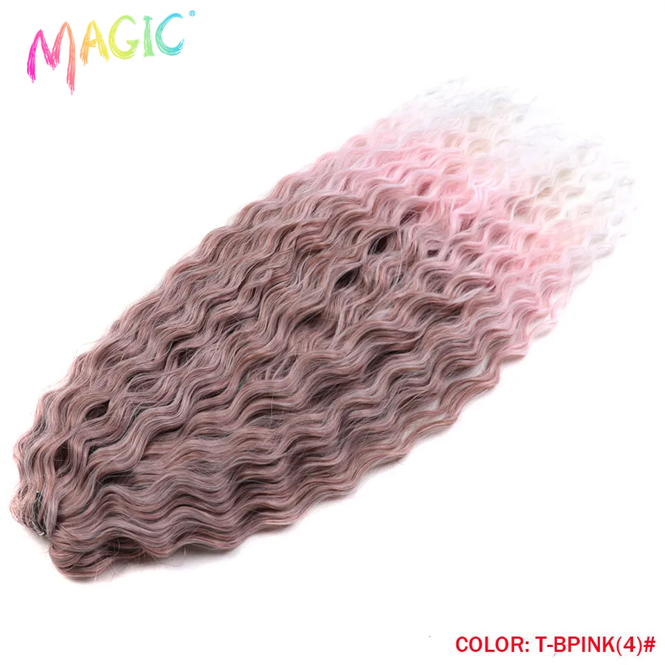 Magic Crochet Hair Soft Water Wave Dreadlocks Afro Curls Braid Hair 22" Ombre Blonde Red Kanekalon Hair Extensions For Women