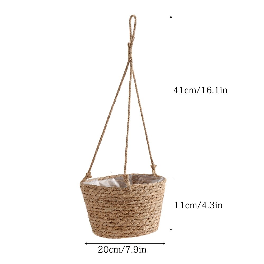 Jute rep hängande kruka vävd växtförvaringskorg inomhus utomhus blomkruka makrame växthängare modern heminredning