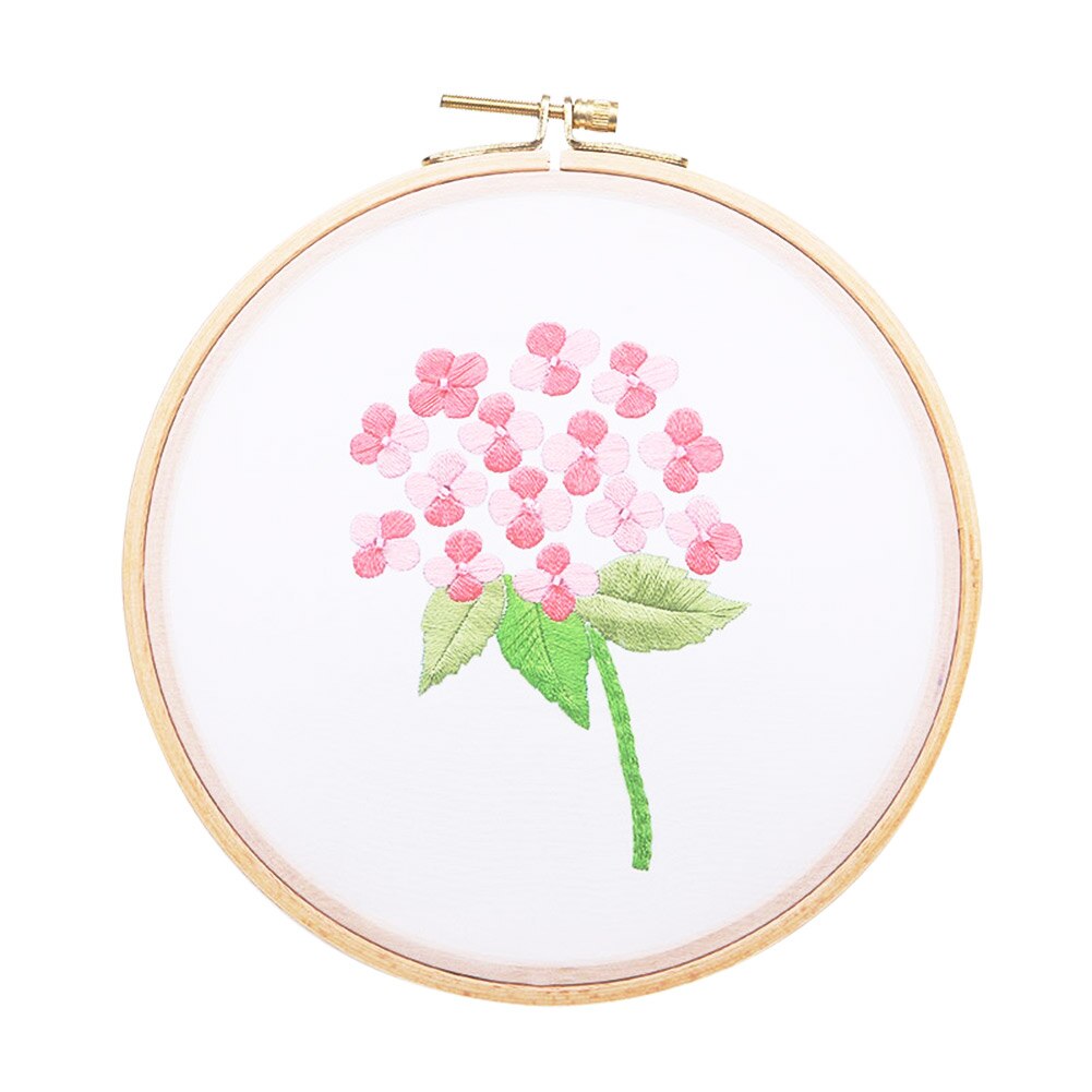 Stamped Linen Cloth Circle Embroidery Hand-stitched Cross Stitch Kits Flower Plant Print Art Crafts Needlework Sets: D-33x33cm