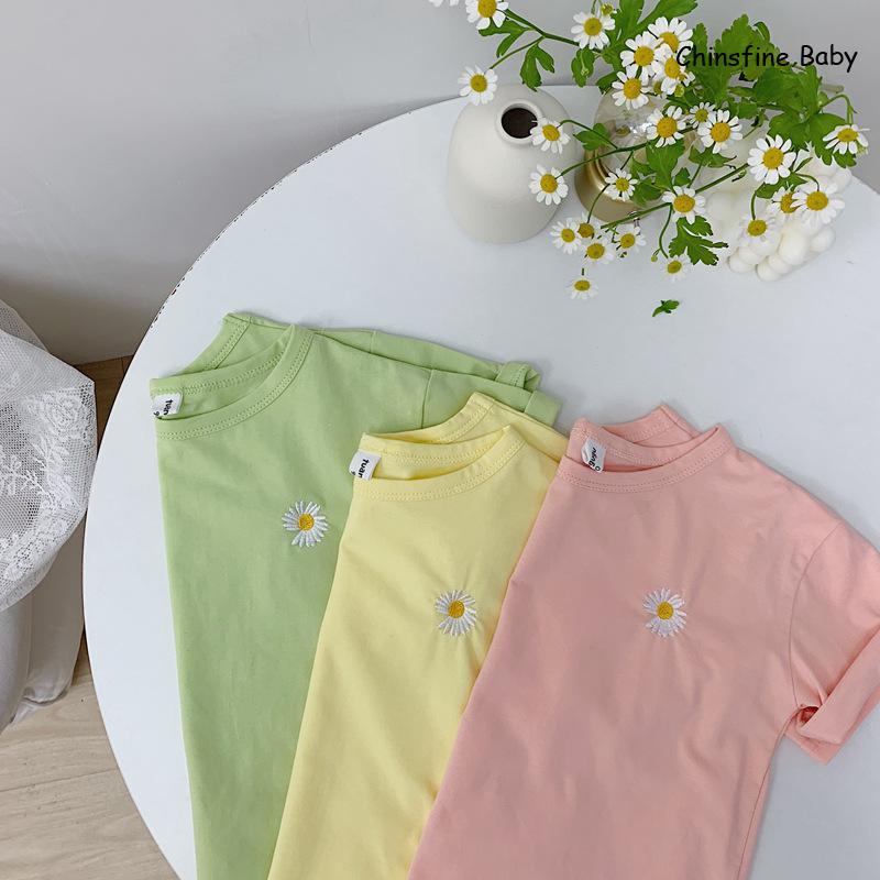 2020 nuovi Bambini di proprietà Versione Coreana Piccola Margherita Ricamato T-camicia di base Corsa E jogging Capacità per I Ragazzi E Le Ragazze