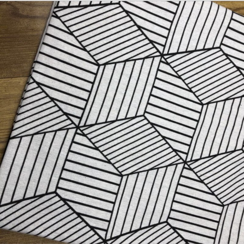 Buulqo black and white square cotton and linen fabric for DIY sewing sofa curtain tablecloth home decor cotton cloth