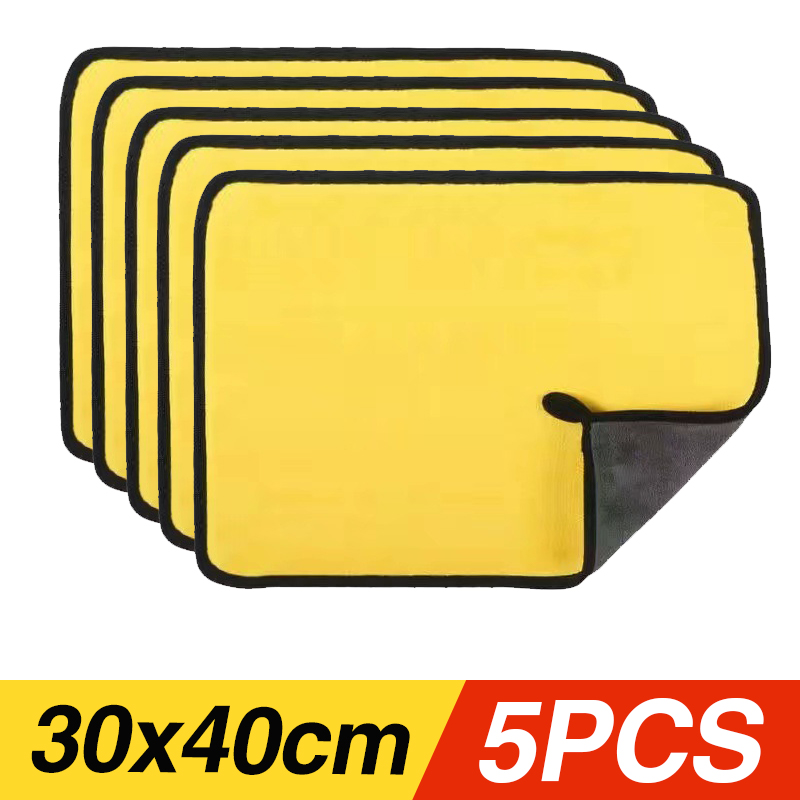 Toallas de lavado de microfibra para coche, paño de secado de absorción de agua, suave y grueso, doble capa, 30/40/60cm: Plata