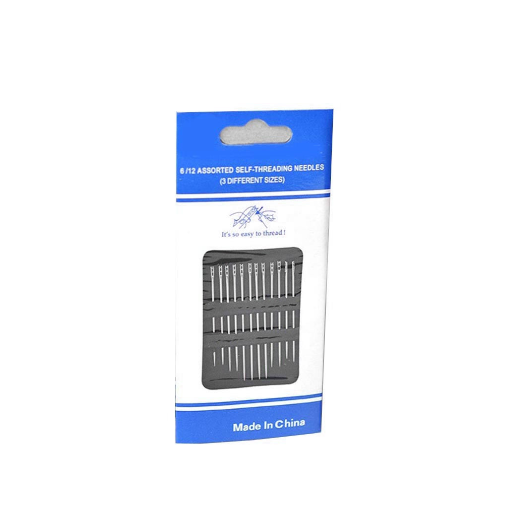 12PCS Thick Big Eye Sewing Self-Threading Needles Embroidery Hand Sewing Simple Threading Needles