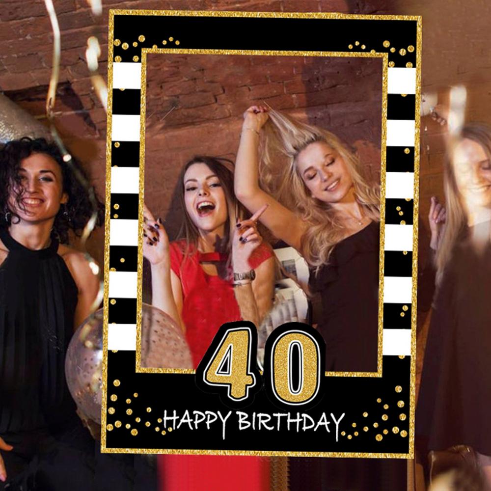 HUIRAN Black Golden Balloons 40 Years Old Birthday Baloon Happy 40th Brithday Party Decorations Adult Ballon Number Balon Globos