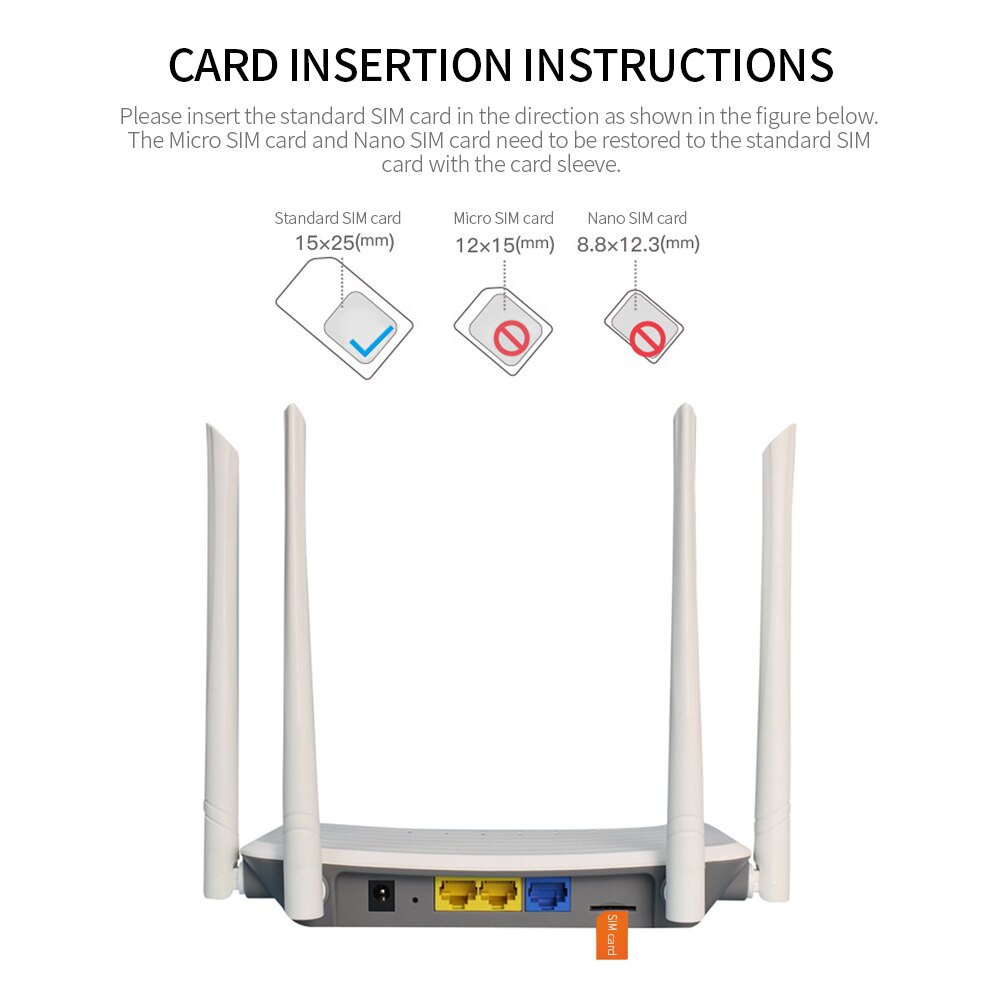 Routeur sans fil 4G LTE routeur CPE haute puissance 300Mbps avec fente pour carte SIM antennes externes Signal fort Version ue