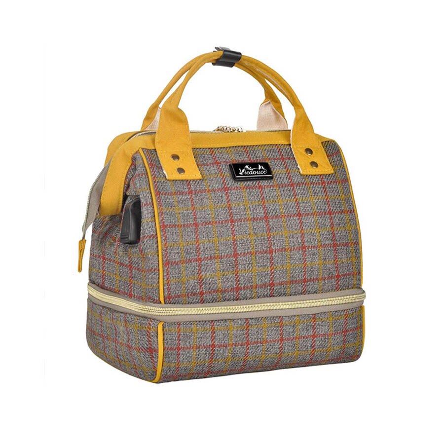 Viedouce thermal insulated school lunch bag travel usb diaper kid men women office lunch cooler box bag for women men kids lunch: yellow