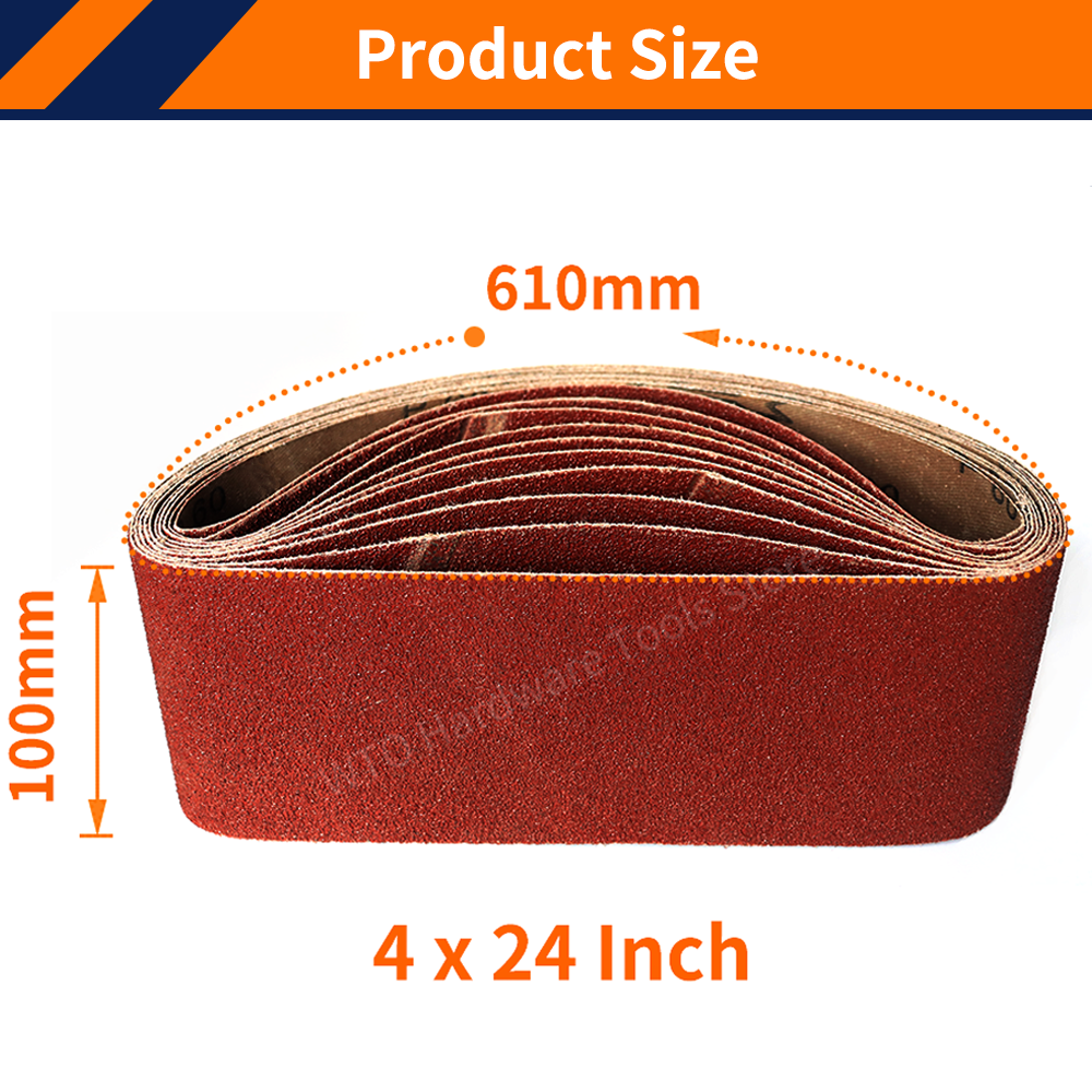 10 Uds. Cintas de lijado de 610x100mm papel de lija para Pulido de metales bandas abrasivas de 40-1000 granos, lo mejor para lijar madera, Metal y pintura