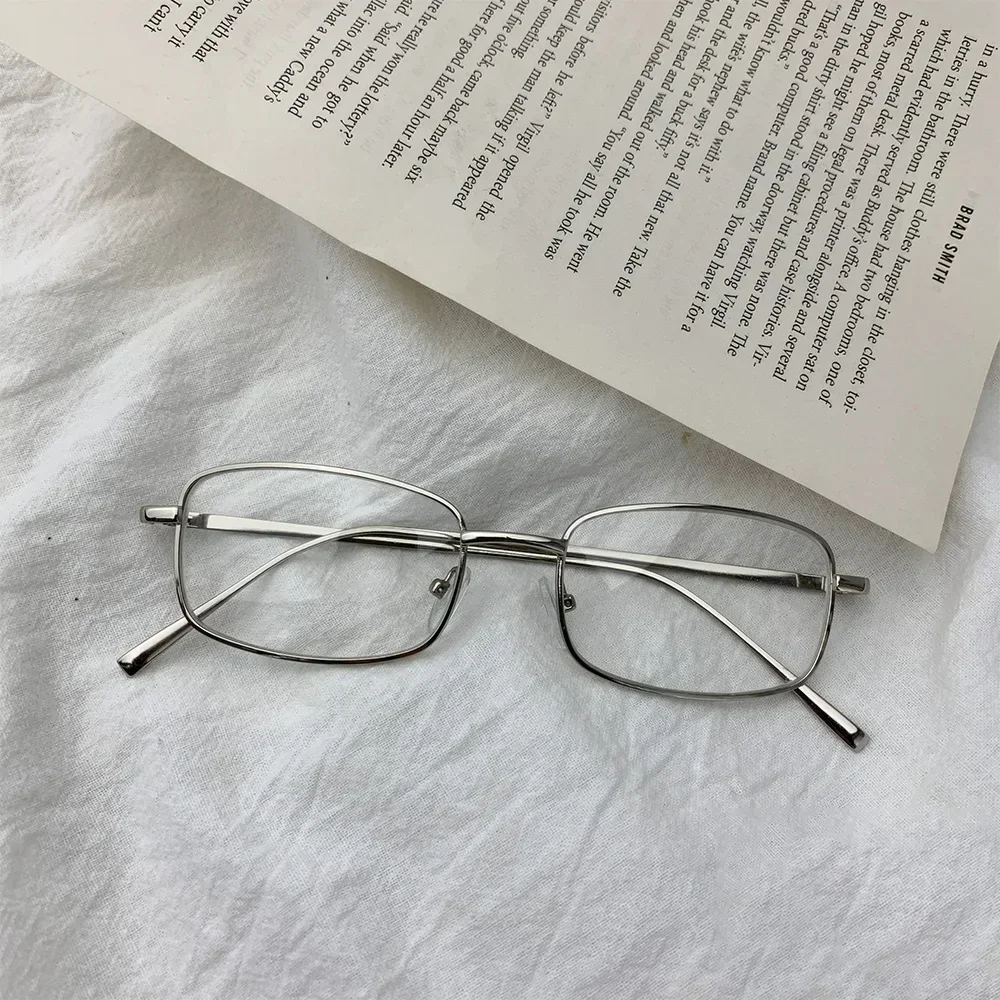 Y2K Harajuku Small Square Frame Glasses Women Retro Metal Eyeglasses Clear Reading Spectacle Blue Light Blocking Eyewear: Khaki