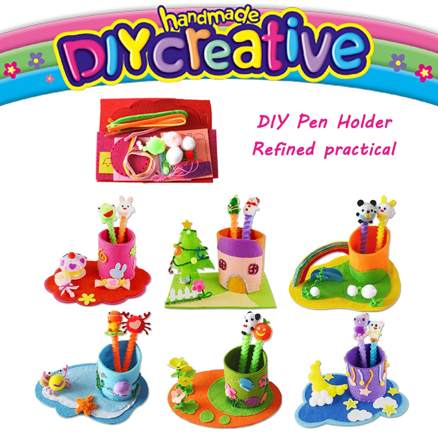 Kid DIY Crafts DIY Handmade Sewing Craft Kit Non-woven Fabric Toys Pen Containe,Art &amp; Crafts Educational Toy For Kid Pen Holder