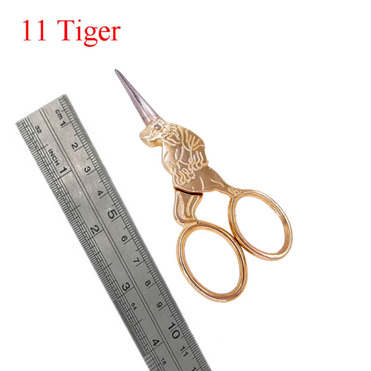 Tijera de sastre Vintage con bonito de conejo y Dragón de punto de cruz, artesanía antigua, costura fina DIY, corte de tela para hogar: Tiger