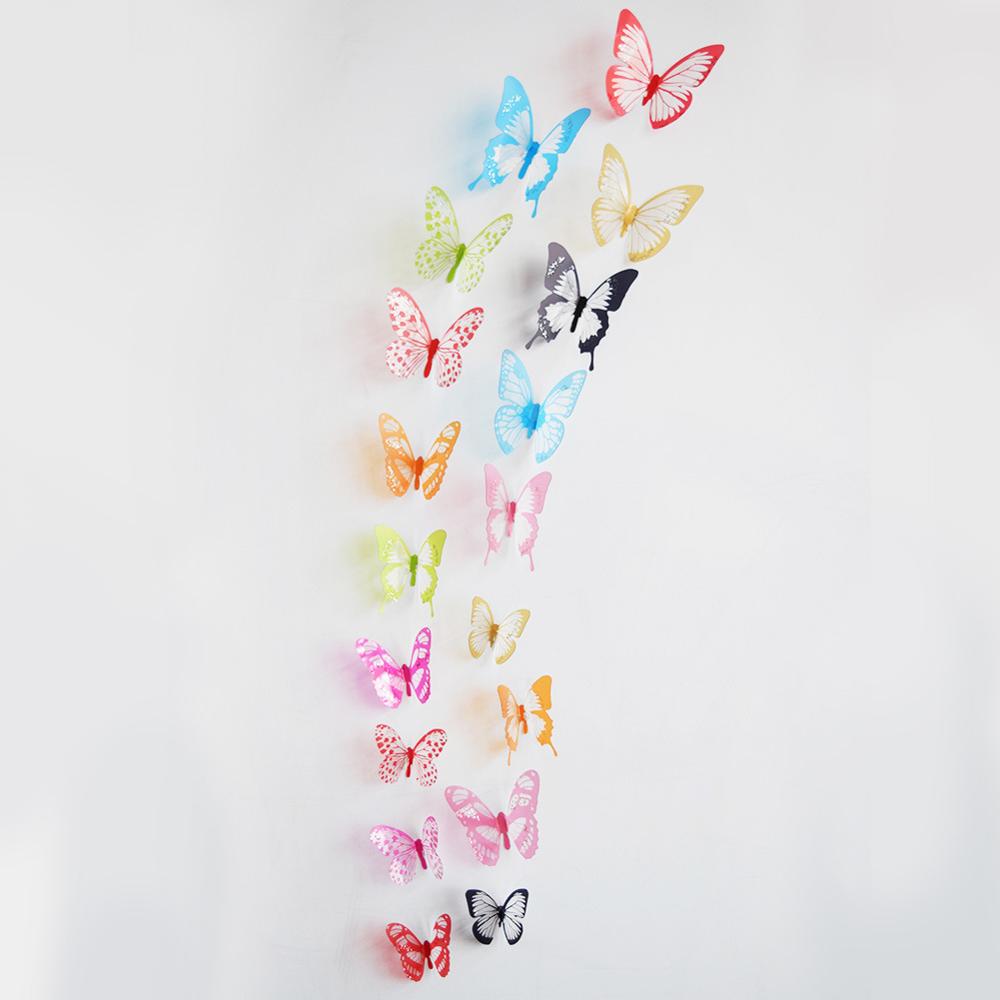 18 pcs/lot 3d effet cristal papillons autocollant mural beau papillon pour enfants chambre stickers muraux décoration de la mais: 2
