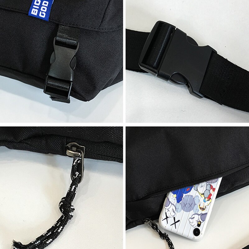 Riñonera Unisex con personalidad Hip-hop, bolso de hombro de , bolso de nailon de gran capacidad