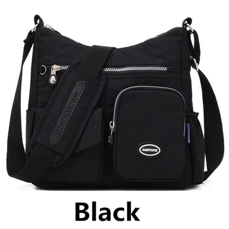 Handtasche, damen-umhängetasche, damen-schultertasche, messenger bag, wasserdichte nylon-geldbörse, haupttasche: Schwarz