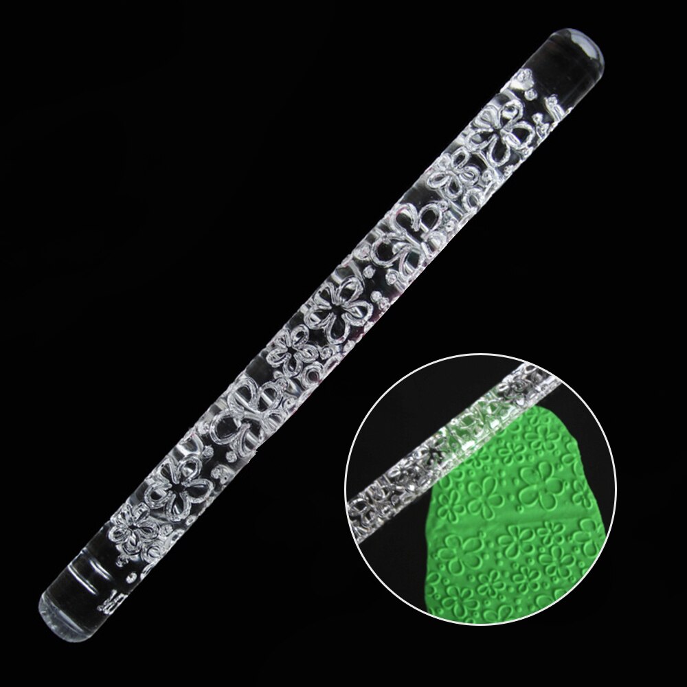 Non-stick Textured Embossing Acrylic Rolling Pin Fondant 2 Patterns Cake Roller