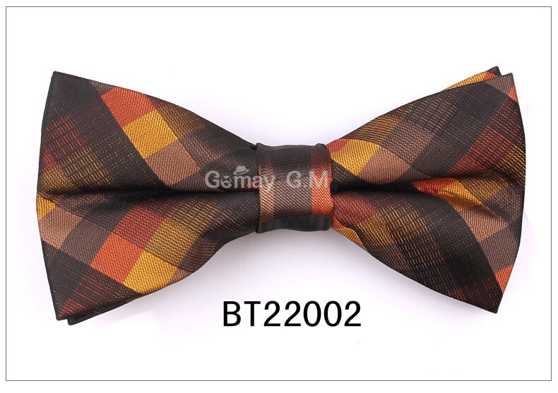 Kostym flugor för män polyester cravats justerbar fluga för bröllopsfest brudgummen fjäril vuxen rutig fluga: Bt22002