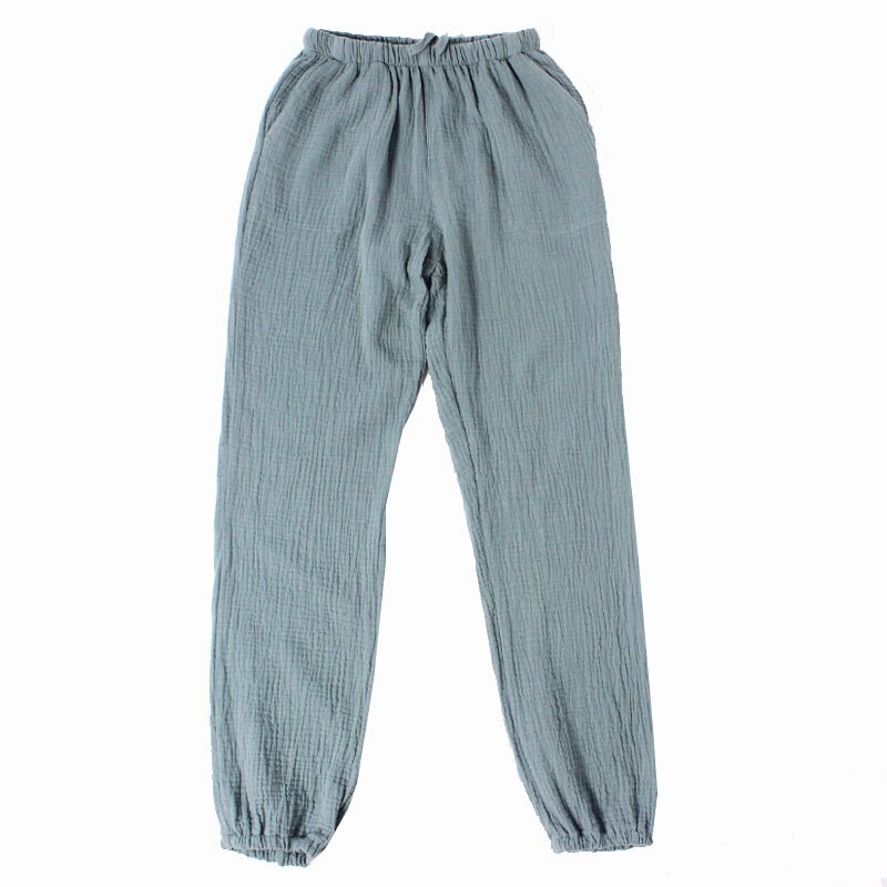 Womens Pure Cotton Yarn Pyjamas Solid Color Slim Home Pants Elastic Waist Pocket Sleep Bottoms Lounge Pants Pajamas for Women