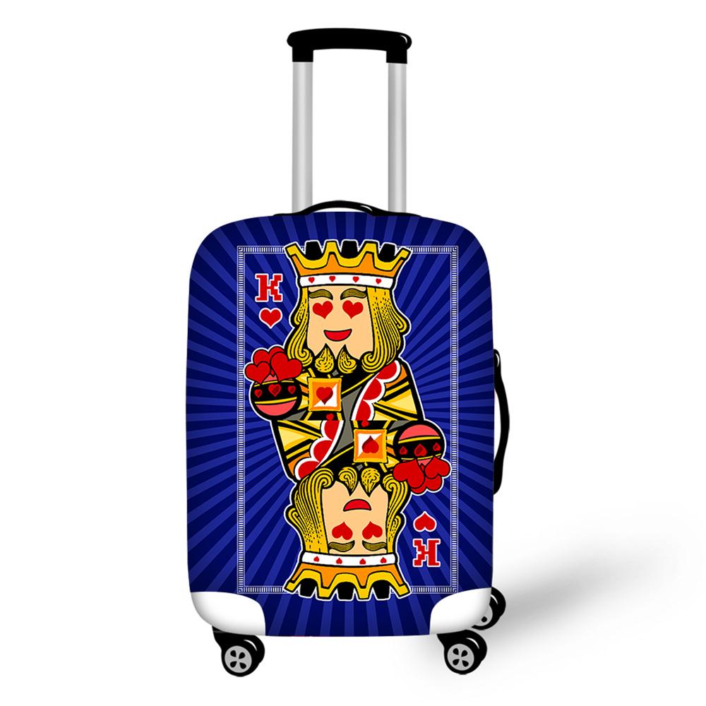 Poker J Q K Print Luggage Protective Cover 18-30 inch Carrying Case Cover Waterproof Luggage Accessory Bag Travel Trolley Case: Deep Blue / L