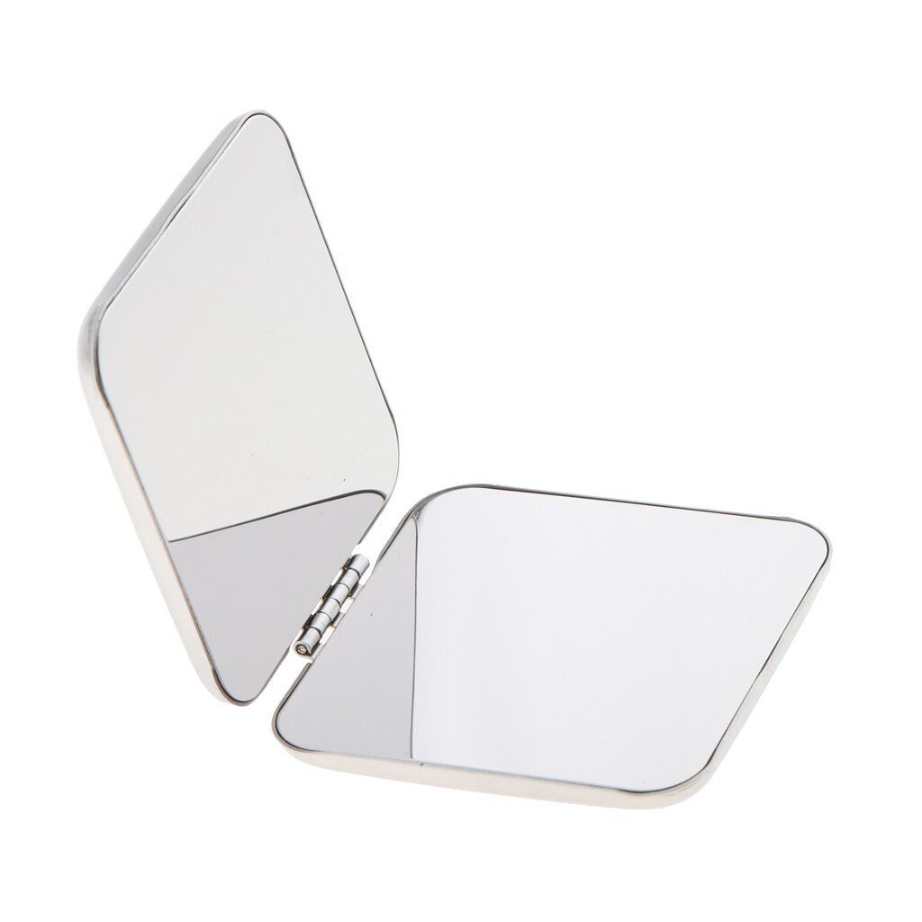Vierkante 2 Zijdig Compacte Full Rvs Cosmetische Opvouwbare Regelmatige Make-Up Spiegel En Vergrootglas Spiegel