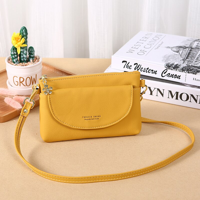 Dames pu leren schoudertas dames crossbody tas casual eenvoudige handtas frisse kleine crossbody tas 7304: Geel 7304
