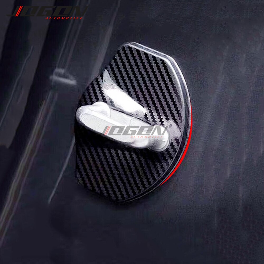 S.Steel Carbon Look For Tesla Model 3 - Door Lock Buckle Striker Trim Protection Cover Cap Car-Styling